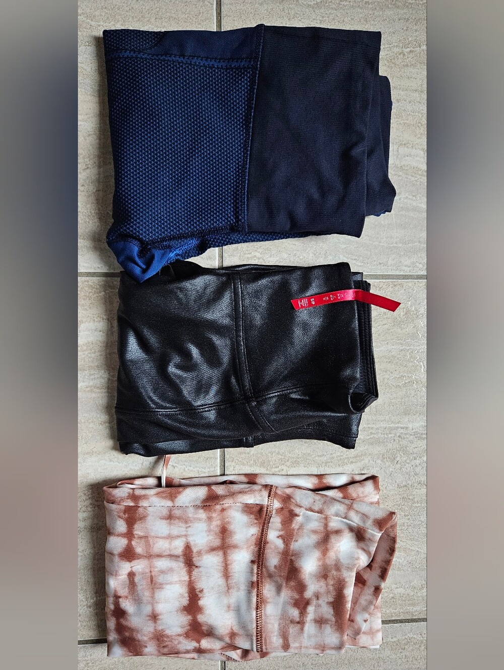 Bundle - Tiger Mist "On Beat" Ruched Tie Dye, Athleta, and SPANX Leggings